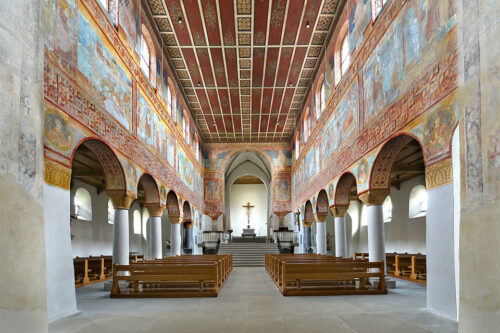 The interior of St. George with its famous frescoes from c. 1000 © Theo Keller