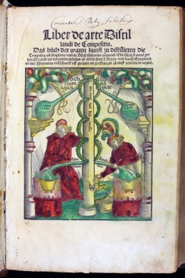 Frontpage of Liber de arte distillandi simplicia et composita (1500) by Hieronymus Brunschwig. Source: Wikipedia