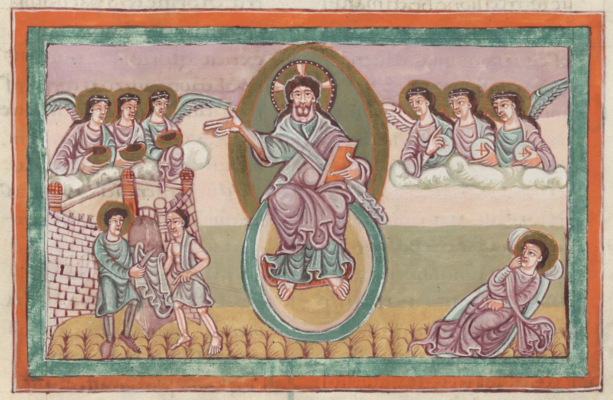 The earliest presentation of the Charity of St Martin. From Fuldaer Sakramentar, c. 997 – 1011 (Udine, Biblioteca Capitolare, Cod. 76 V - (Udine, Biblioteca Capitolare, Cod. 76 V) © Udine