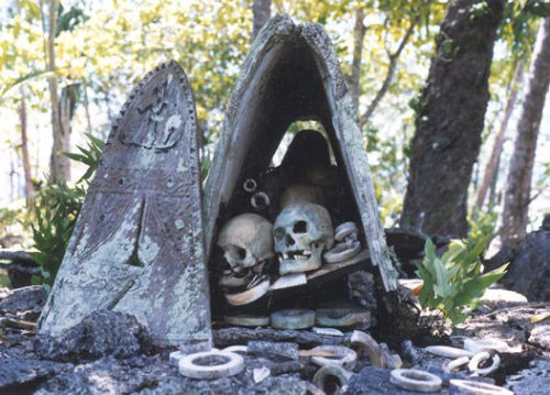 Skull house from Nusa Roviana Lagoon Photo: Yvonne Carillo-Huffman © Australian Museum