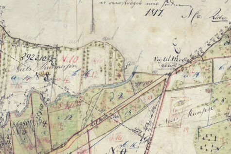 Detail of "Matrikelkort" from 1817 of the a small part of the River Giber. SOURCE: Historiske Kort på Nettet.