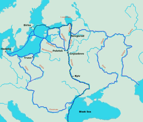 The socalled Varangian routes. Sorce: After marika Mägi