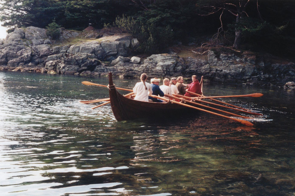 Holmrygr, reconstruction of the largest of the three boats found in the Gokstad ship burial. (Photo: Marit Synnøve Vea/Avaldsnes Info