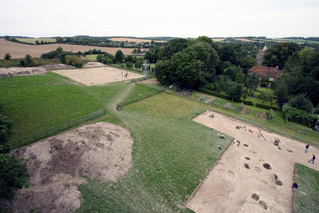 Lyminge excavations in Kent areal view