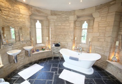 Bathroom in medieval castle of Woodcroft near Petersburough