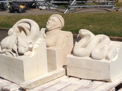 Grotesques ready to be positioned on the wall of St George at Windsor