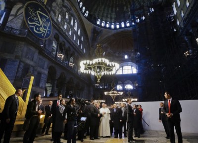 Pope Francis in Hagia Sophia 2014 Source:  Vatican Press Office